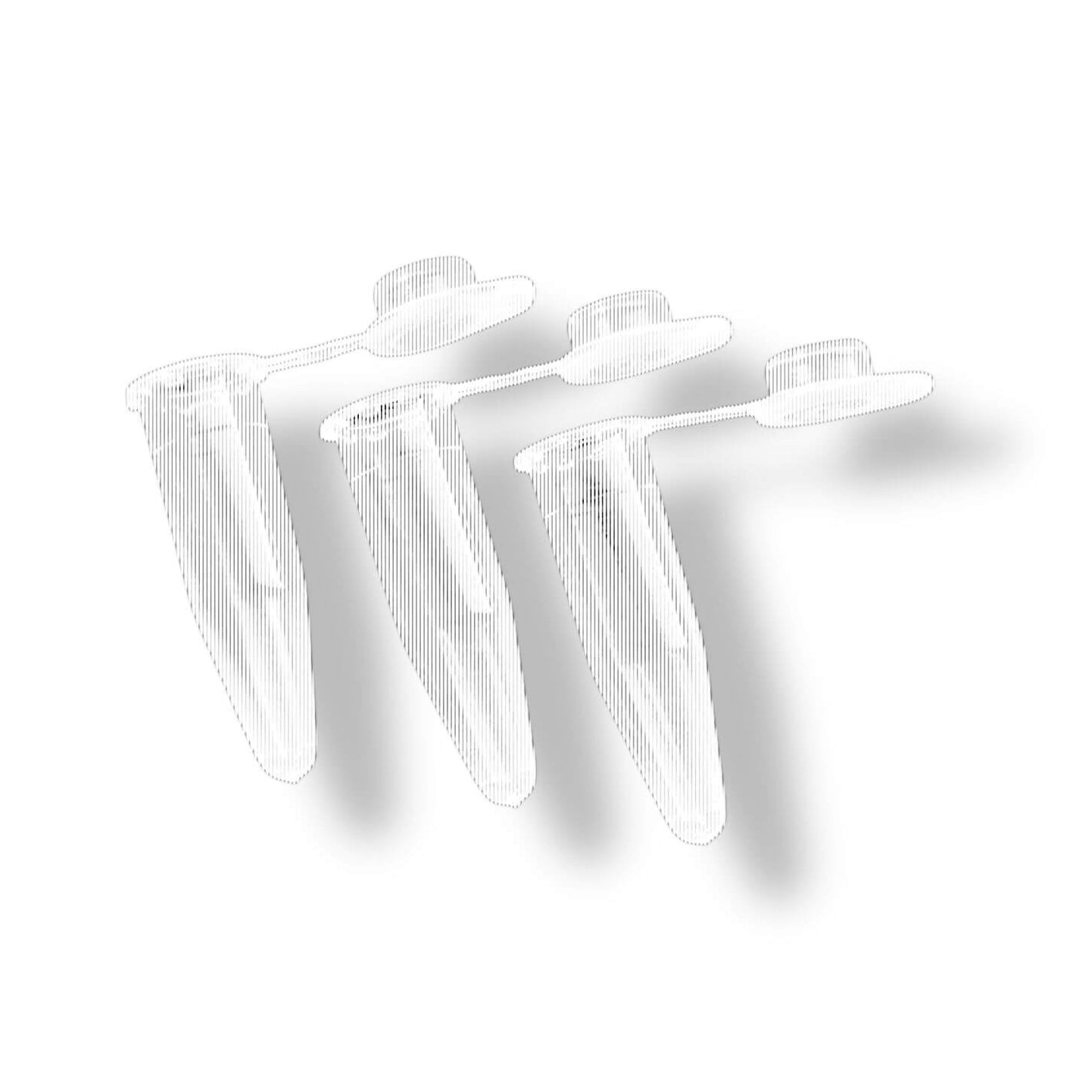 Lijntekening van drie 1,5 ml centrifugebuisjes met open snap-cap deksels, weergegeven in wit op een witte achtergrond met schaduw.