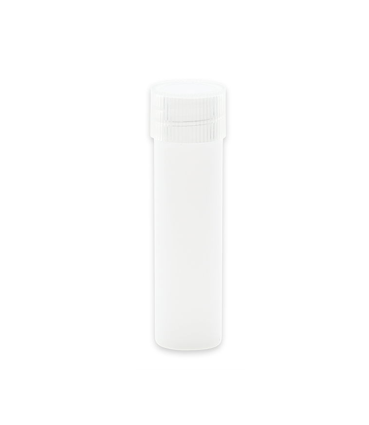 Doseerbuisje 5 ml van wit kunststof met schroefdop, geschikt voor poeders en capsule-ingrediënten