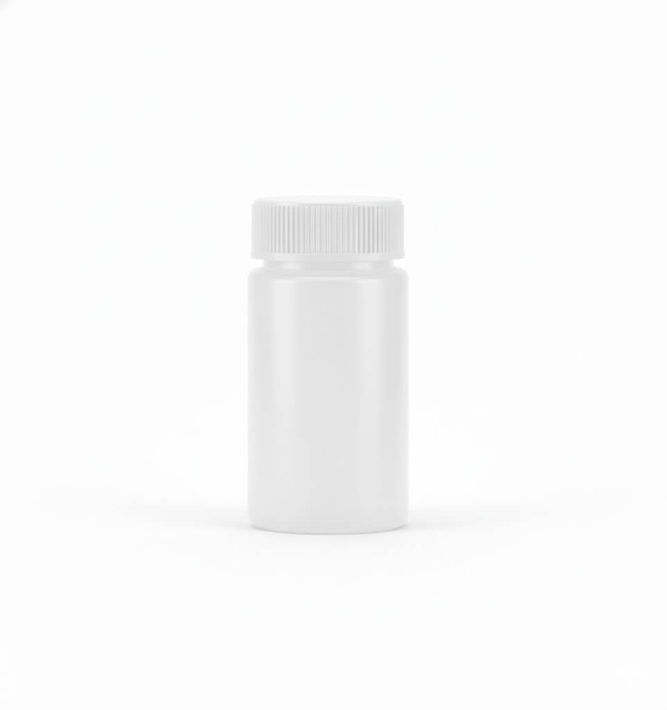 Transparant kunststof buisje van 20 ml met witte schroefdop, ideaal voor het bewaren van vloeistoffen en kleine materialen.