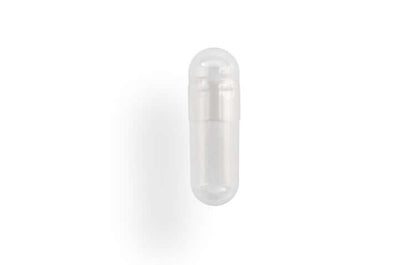 Maagsapresistente capsules maat 2, transparant, speciaal ontworpen voor gecontroleerde afgifte van medicijnen in de dunne darm. Verkrijgbaar op Lege-capsules.com.