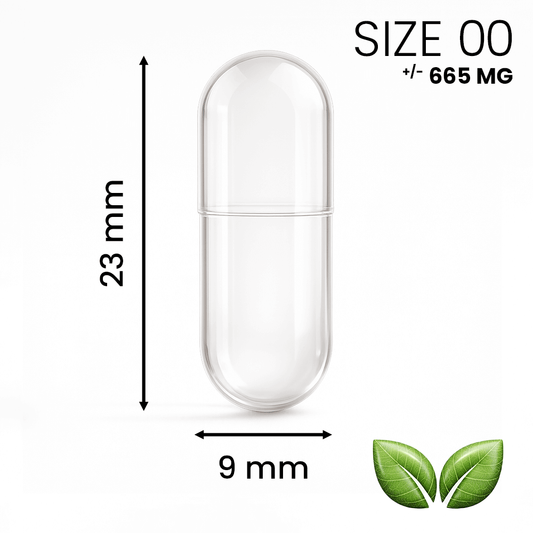 Lege capsule maat 00 transparant – grote capsule om zelf te vullen