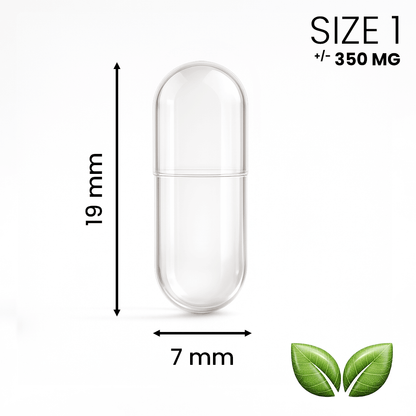 Lege capsule maat 1 transparant – middelgroot formaat voor supplementen