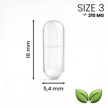 Lege capsule maat 3 transparant – kleine capsule voor nauwkeurig vullen