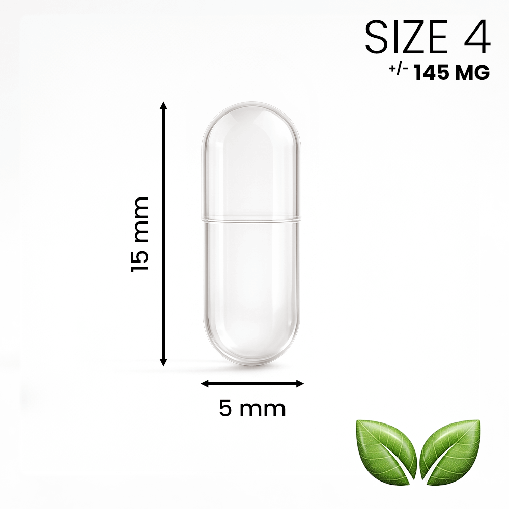 Lege capsule maat 4 transparant – extra klein en makkelijk te slikken