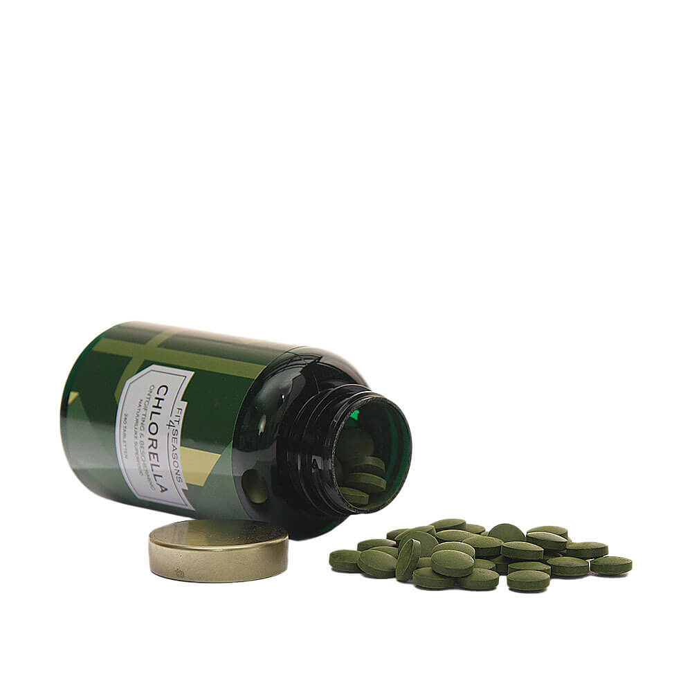 Chlorella tabletten detail – groene tabletten