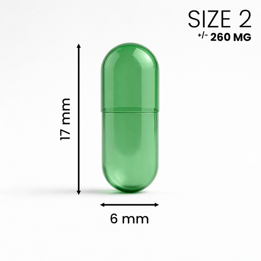 Lege capsule maat 2 Groen – compacte capsule voor kleinere hoeveelheden