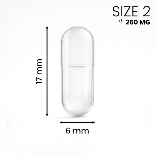Lege capsule maat 2 transparant – compacte capsule voor kleinere hoeveelheden