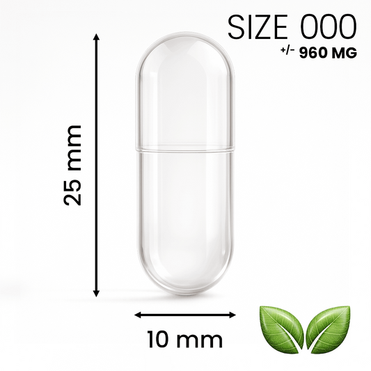 Lege capsule maat 000 transparant – extra grote capsule voor poeders