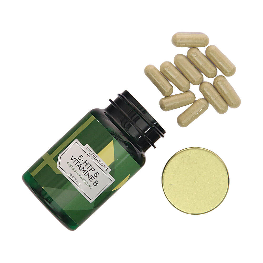 Verpakking 5-HTP vitamine B capsules Fit4Seasons
