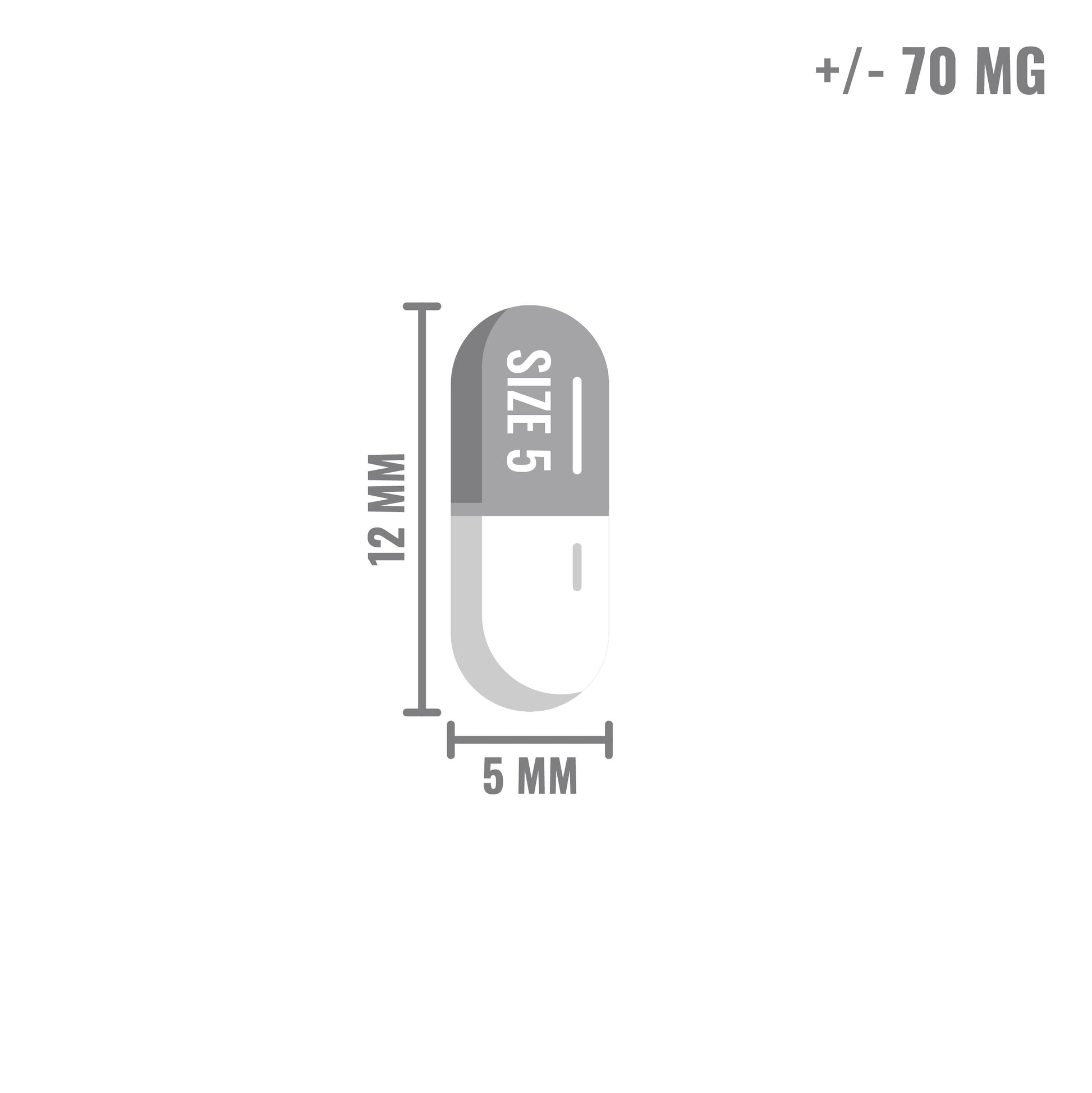 Lege capsules maat 5 transparant – gelatine ca. 70 mg, 12x5 mm