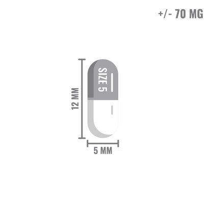Lege capsules maat 5 transparant – gelatine ca. 70 mg, 12x5 mm