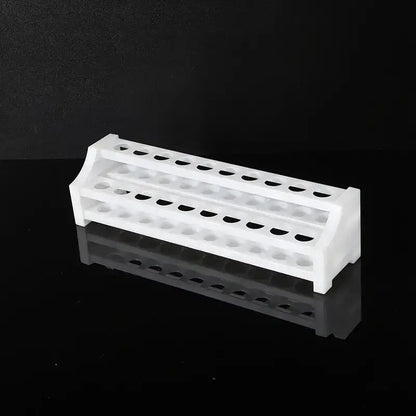 Wit kunststof reageerbuisrek met 20 gaten Ø14 mm voor kleine buisjes