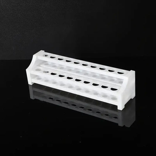 Wit kunststof reageerbuisrek met 20 gaten Ø14 mm voor kleine buisjes