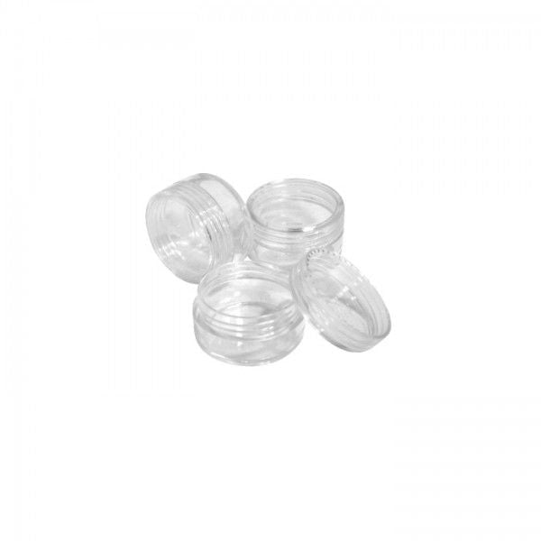 Mini crèmepotjes 5ml met schroefdeksel, ideaal als reis potjes voor samples of make-up.